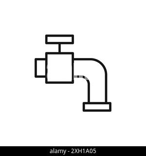 Water tap icon logo sign vector outline in black and white color Stock Vector