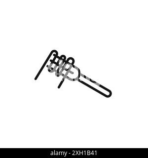 Spaghetti on a fork icon logo sign vector outline in black and white color Stock Vector