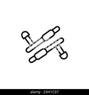 tonfa icon logo sign vector outline in black and white color Stock Vector