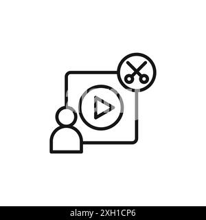 video Editor icon logo sign vector outline in black and white color Stock Vector