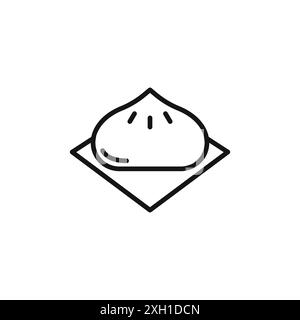 wonton icon logo sign vector outline in black and white color Stock Vector