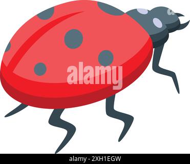Red ladybug is walking with black spots on its shell Stock Vector