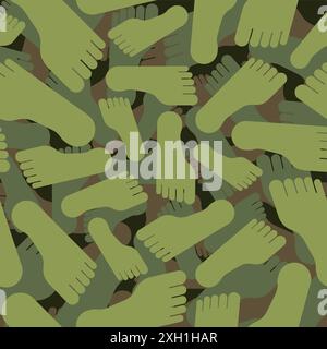 feet Military pattern seamless. Army legs background. Soldier's footprints texture. khaki protective ornament Stock Vector