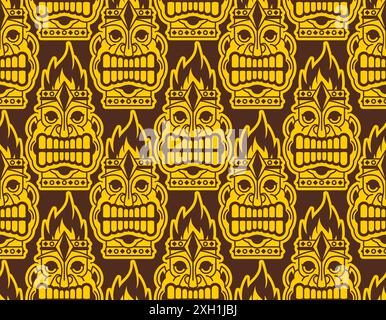 Wooden idol pattern seamless, graven image background. Baby fabric texture Stock Vector