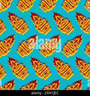 Wooden idol pattern seamless, graven image background. Baby fabric texture Stock Vector