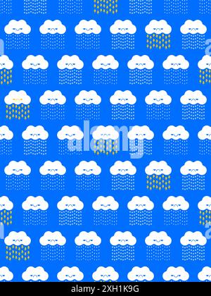 Cloud symbol pattern seamless. ornament Sign for weather for smartphone application. background warm rain and hail, snow and downpour. Snowfall Baby f Stock Vector