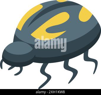 Colorado potato beetle crawling with yellow stripes on back Stock Vector