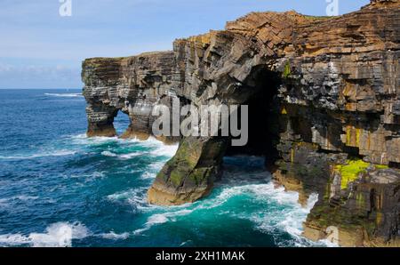 Sea arches on Rousay, Orkney Islands Stock Photo