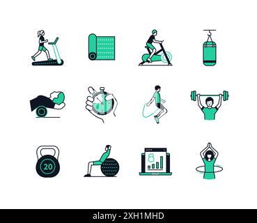 Sports and active lifestyle - line design style icons set Stock Vector