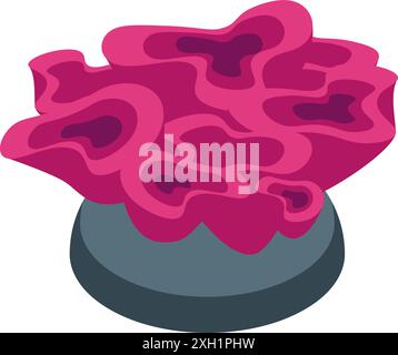 Isometric pink coral growing on the bottom of the sea, ocean biodiversity Stock Vector