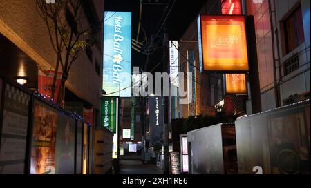 Tokyo -May 20 2024: the night club street in Ueno. Ueno as a part of tokyo metropolis  is best known as Ueno park and train station Stock Photo