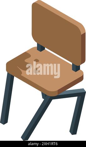 Old wooden chair with a stained seat is falling apart Stock Vector