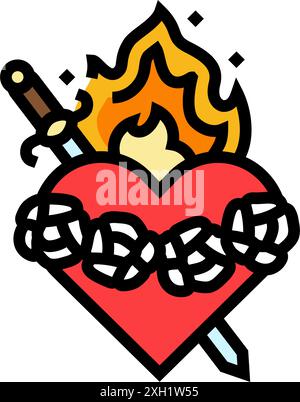 immaculate heart of mary feast catholic holiday color icon vector ...