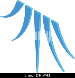 Blue chart bars are going down, representing a market crash or financial recession Stock Vector