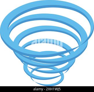 Blue tornado funnel is spinning with velocity, creating a vortex and wreaking havoc Stock Vector