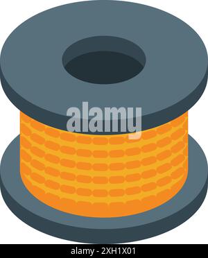 This isometric icon features a spool of electrical wire, commonly used in home repairing and electrical work Stock Vector