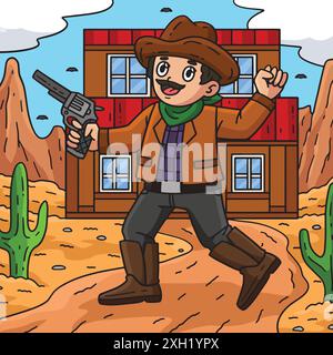 Cowboy with a Gun Cartoon Colored Clipart Stock Vector Image & Art - Alamy
