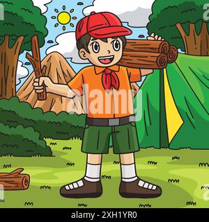 Camping Boy Scout Camper Cartoon Colored Clipart Stock Vector Image ...