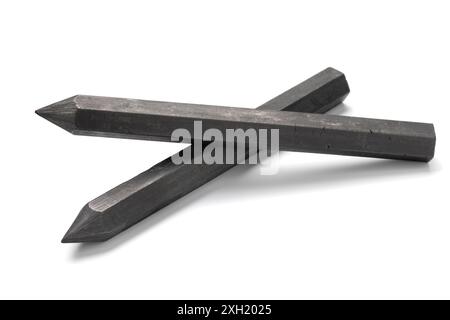 Pair of woodless graphite markers isolated on white background close up Stock Photo