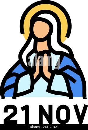 presentation of the virgin mary feast catholic line icon vector ...