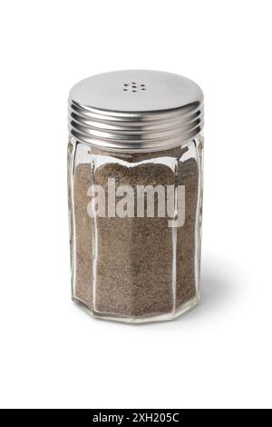 Single ground black pepper shaker isolated on white background close up Stock Photo