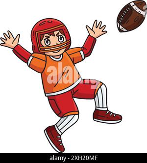 American Football Player about to Catch Clipart Stock Vector