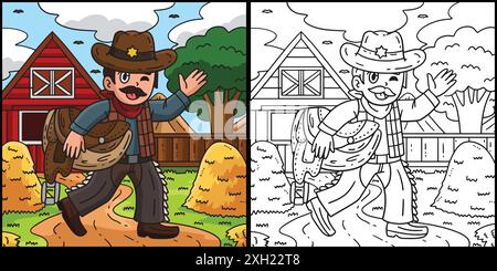 Cowboy Carrying A Saddle Cartoon Colored Clipart Stock Vector Image cowboy-carrying-a-saddle-cartoon-colored-clipart-stock-vector-image
