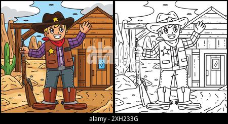 Cowboy Sheriff Coloring Page for Kids Stock Vector Image & Art - Alamy