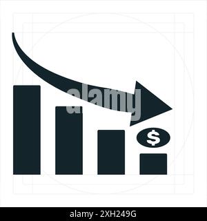 Depreciation Icon A vector illustration in monochrome, depicted entirely filled. Stock Vector