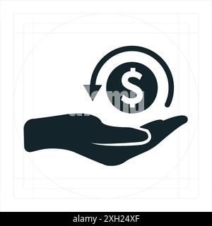 Accounts Receivable Icon A vector illustration in monochrome, depicted entirely filled. Stock Vector