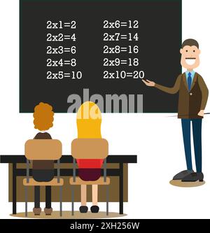 School people concept vector illustration in flat style Stock Vector