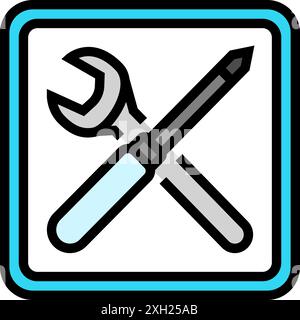 quick assembly product label caution icon color illustration Stock ...