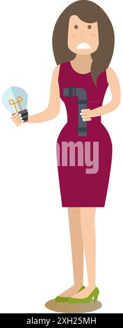 Broken pipe repair concept vector illustration in flat style Stock Vector
