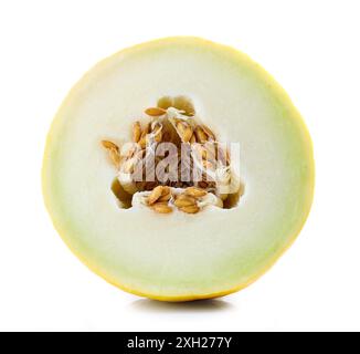 half of fresh ripe juicy melon isolated on white background Stock Photo