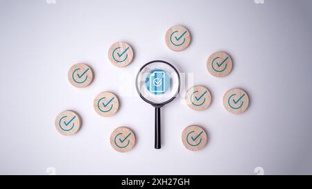 Online survey completion and digital form verification, Document management review system, Online document database and process file management, Busin Stock Photo