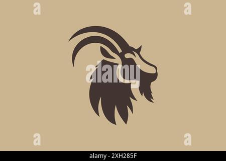 Stylized Goat Head Illustration - Simple Animal Profile Stock Vector