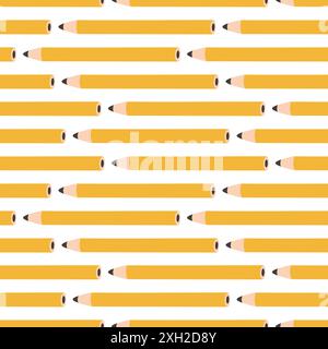 Seamless pattern with pencil, repeat pattern. Design for education, school projects, packaging, stationery decorative Stock Vector