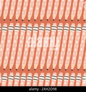 Seamless pattern with pencil, repeat pattern. Design for education, school projects, packaging, stationery decorative Stock Vector