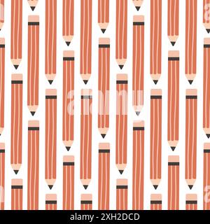 Seamless pattern with pencil, repeat pattern. Design for education, school projects, packaging, stationery decorative Stock Vector