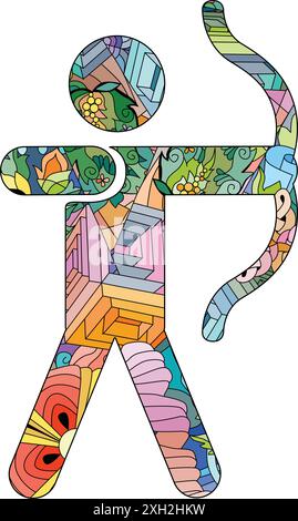 Hand-painted art design. Hand drawn illustration Icon Archery for t-shirt and other decoration Stock Vector