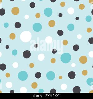 Seamless pattern with circles. Vector illustration on blue background. It can be used for wallpapers, wrapping, cards, patterns for clothes and other. Stock Vector