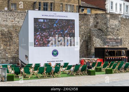 Wimbledon Watch Zone at Westquay, Southampton, Hampshire, England, UK. July 11th 2024, people watching Paolini win against Vekic in ladies semi-final Stock Photo