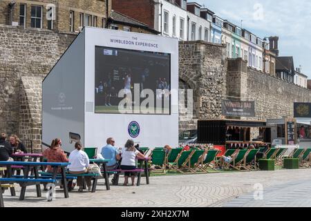 Wimbledon Watch Zone at Westquay, Southampton, Hampshire, England, UK. July 11th 2024, people watching Paolini win against Vekic in ladies semi-final Stock Photo