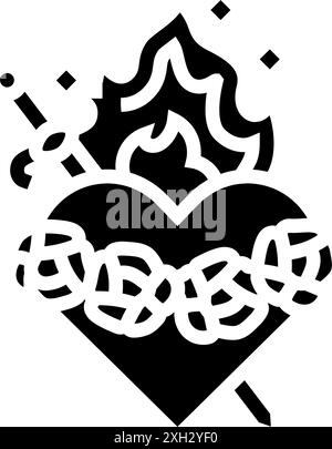 immaculate heart of mary feast catholic holiday line icon vector ...