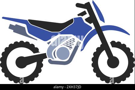 simple motorcycle motocross dirtbike blue silhouette side view icon symbol vector isolated on transparent background Stock Vector