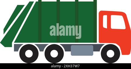 simple garbage rubbish dump truck black silhouette side view icon symbol vector isolated on white background Stock Vector
