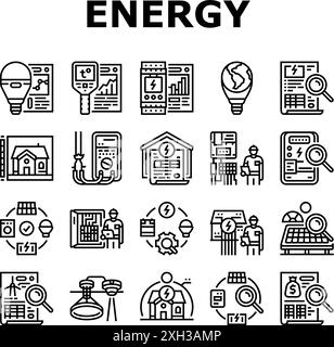 energy audit electricity building icons set vector Stock Vector Image ...