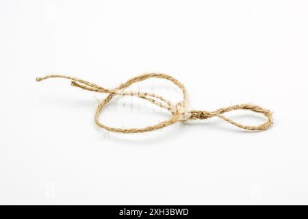 Thick felt rope tied in a noose closeup on a white. Stock Photo