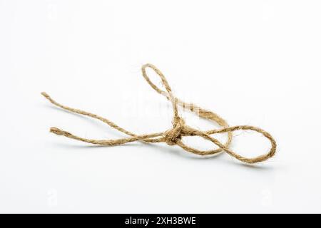 Thick felt rope tied in a noose closeup on a white. Stock Photo