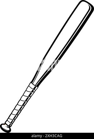 simple classic wooden baseball softball bat lineart vector illustration isolated on transparent background Stock Vector